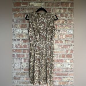 Vintage Paisley Metallic Brocade Sleeveless Midi Dress🖤